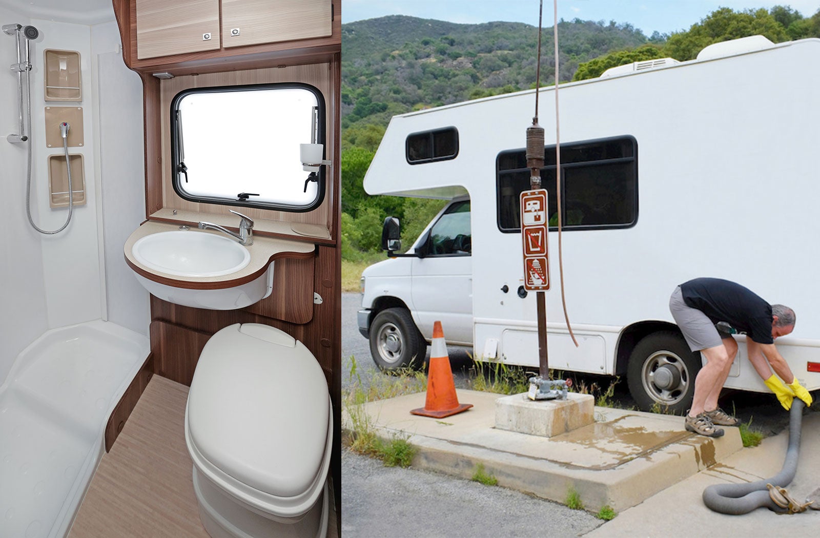 Portable RV/camper toilet and holding tank setup in Rutland, Vermont