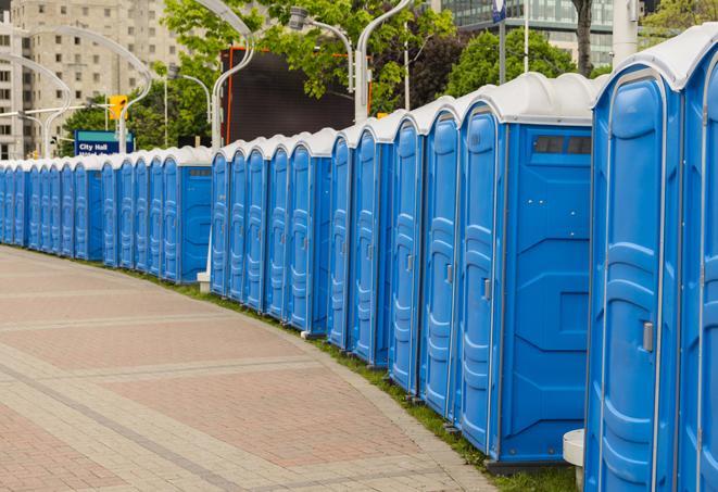 Seasonal porta potty units set up at a Rutland, Vermont venue