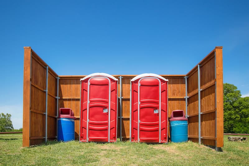 Short-term porta potty units staged for delivery in Rutland, Vermont